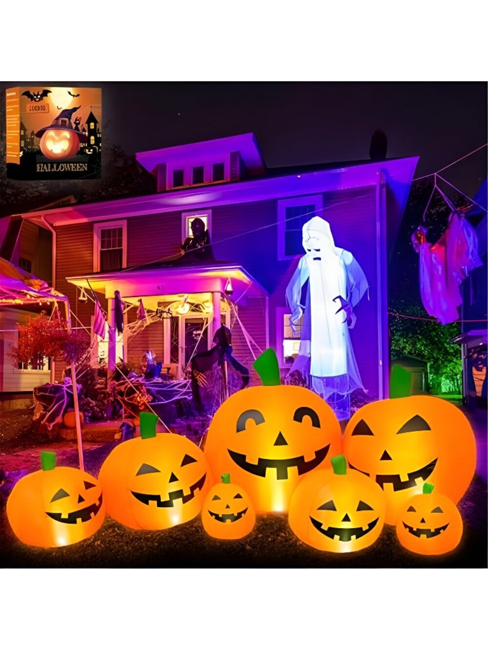 Halloween Decorations Outdoor 7.5 Ft Inflatables Pumpkins with LED Lights